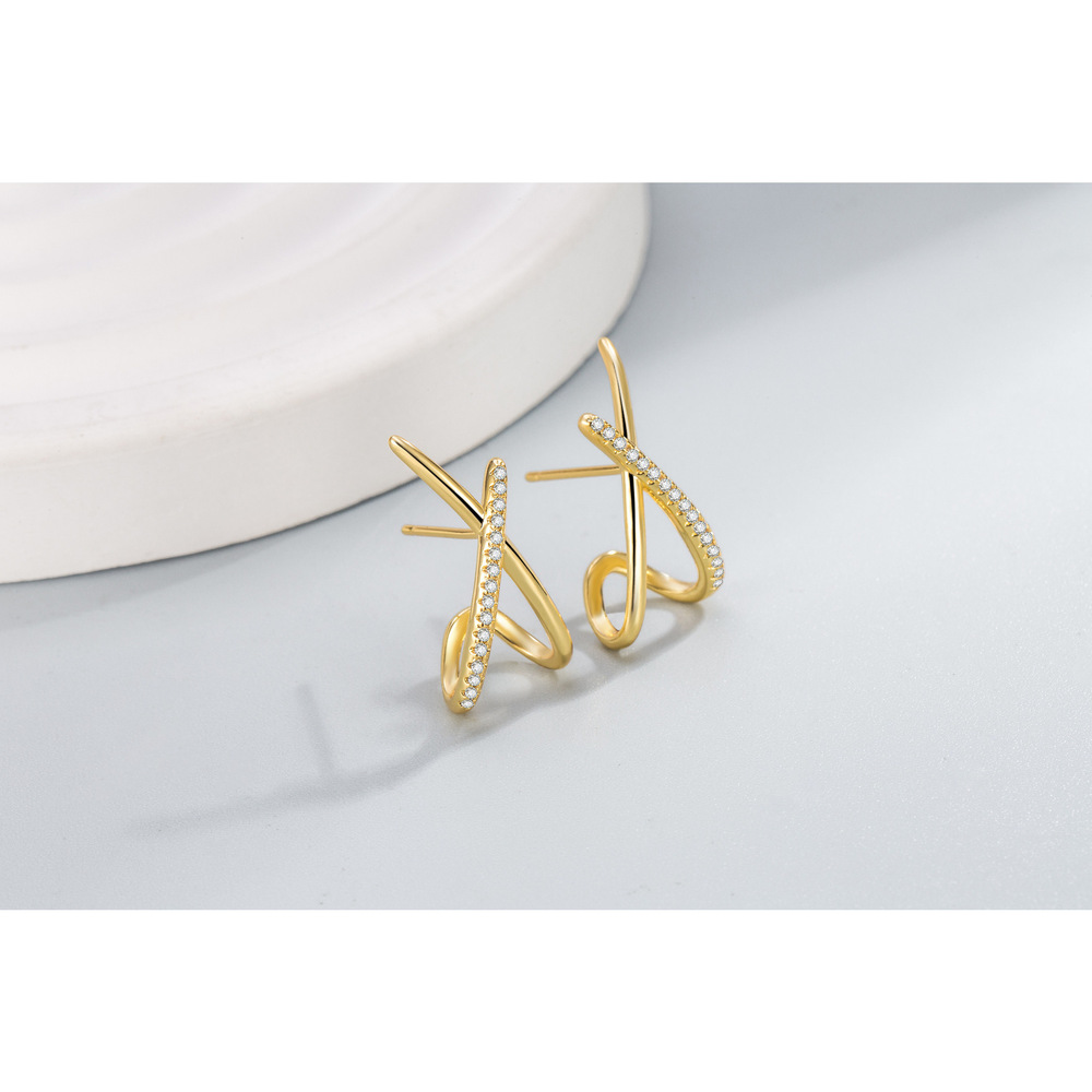 Double U earrings with hollowed-out inner arches. - Picture 7 of 7